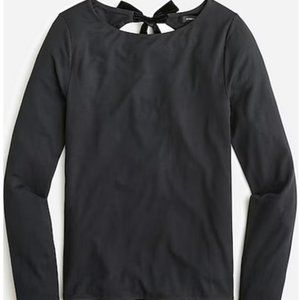 Long-sleeve open-back top with bow